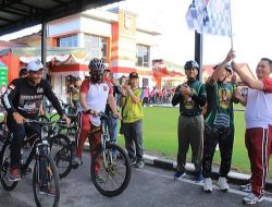 Ratusan Orang Naik Sepeda Meriahkan HUT Bhayangkara dan Kodam I/BB di Rantauprapat
