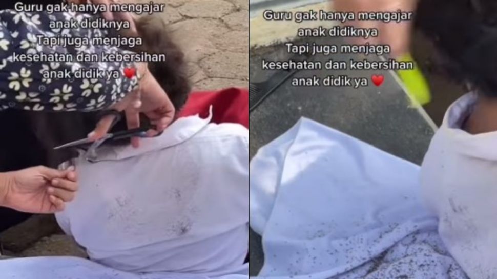 Tak Hanya Mendidik, Guru di Sekolah Ini Bantu Murid yang Kepalanya Dipenuhi Kutu Rambut, Warganet: Merinding Lihatnya