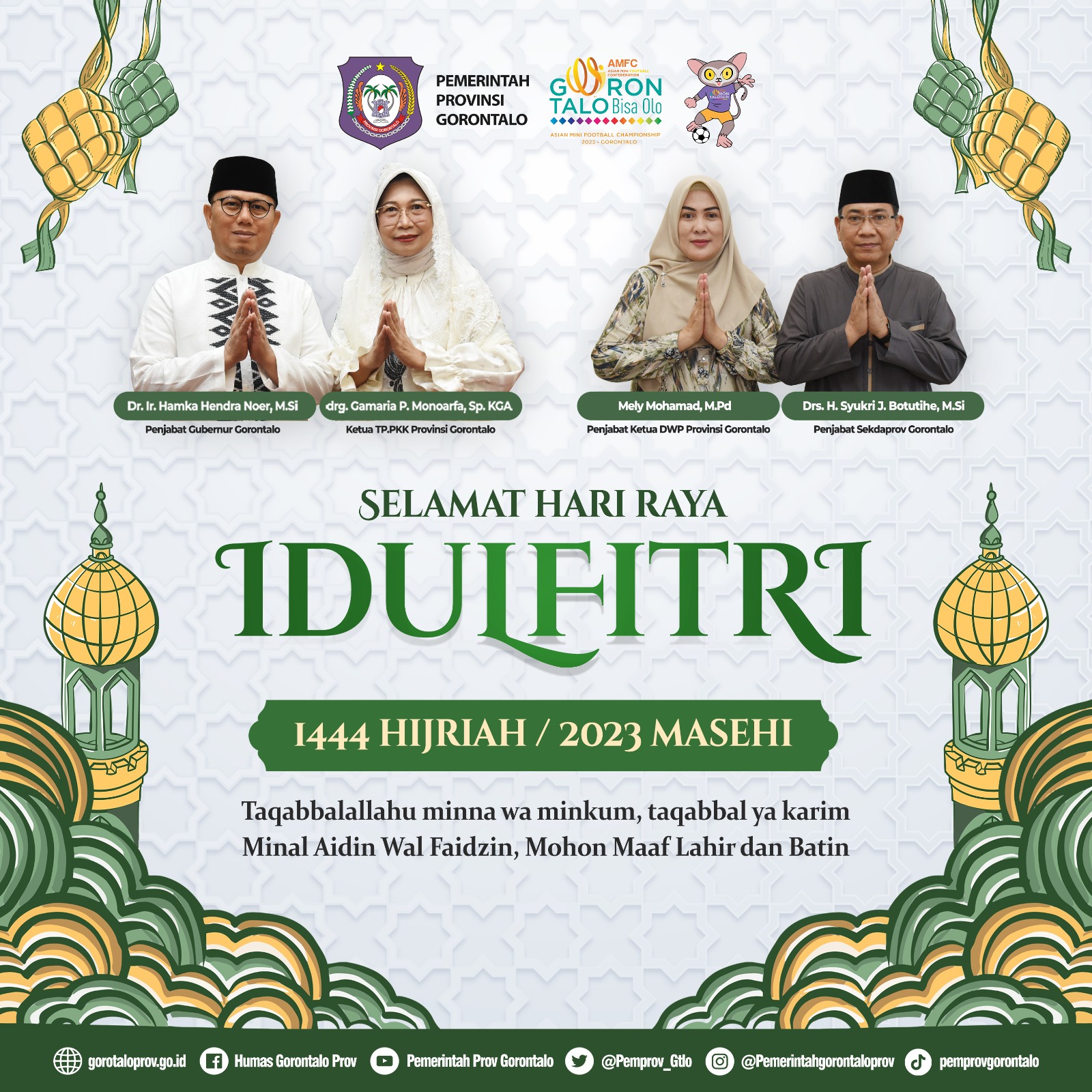 Pemerintah Provinsi Gorontalo mengucapkan Selamat Hari Raya Idul Fitri 1444 Hijriah