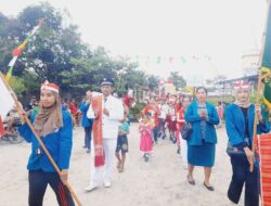 Pemdes Pematang Terang Bersama Masyarakat Laksanakan Pawai di HUT- RI