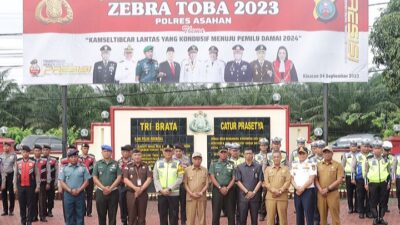 Forkopimda Ikuti Apel Gelar Pasukan Operasi Zebra Toba 2023 di Polres Asahan