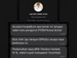 Meresahkan, Ada Akun Whatsapp Mengatasnamakan Wakil Bupati Gorontalo Kirim Pesan Seperti Ini!