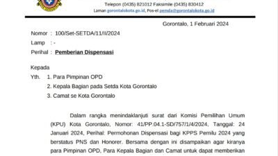 Pemkot Gorontalo Beri Dispensasi bagi ASN dan TPKD Penyelenggara Pemilu