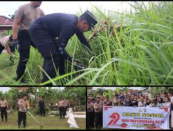 Sambut Hari Bhayangkara ke-79, Polres Kotamobagu Gelar Aksi Sosial Bersihkan TPU Mogolaing