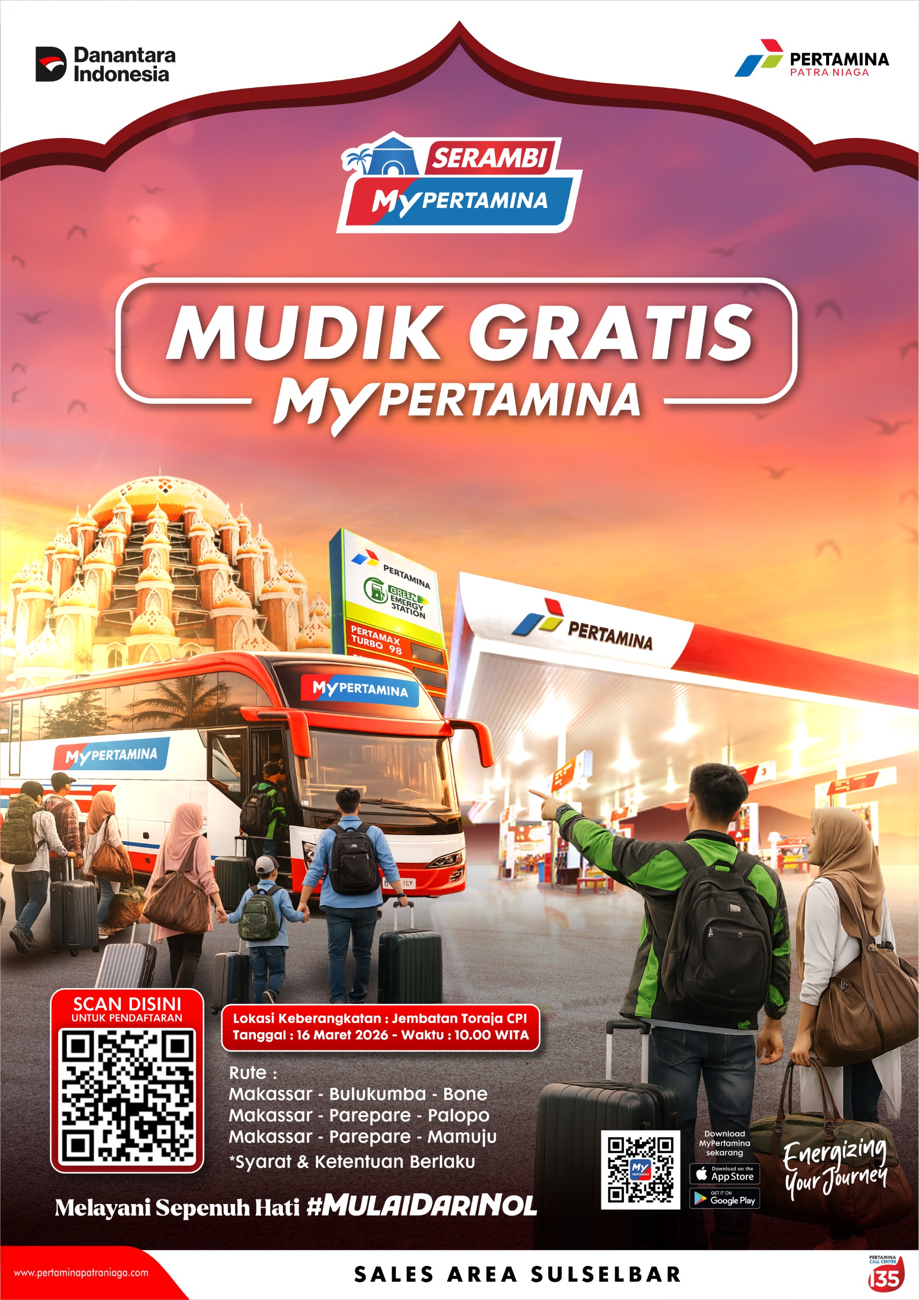 Pertamina Patra Niaga Regional Sulawesi Gelar Mudik Gratis MyPertamina untuk Warga Sulsel Jelang Idul Fitri