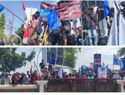 Sat Brimob Kompi 2 Batalyon C Pelopor Sat Brimob Polda Jabar Amankan Aksi Unjuk Rasa KOMPI di Indramayu