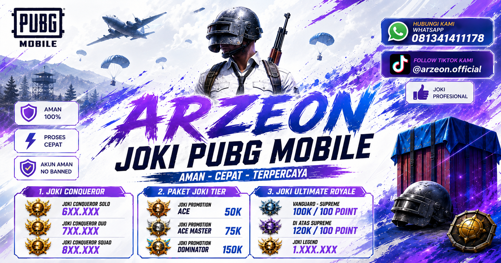 Jasa Joki Akun Game PUBG Mobile & Mobile Legends Terpercaya | ARZEON