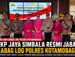 AKBP Abdul Kholik Pimpin Sertijab Kabag Log Polres Kotamobagu, AKP Jaya Simbala Resmi Jabat Posisi Baru