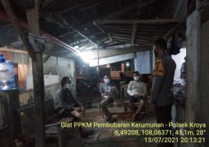 Polsek Kroya Rutin Berikan Himbauan PPKM Untuk Pencegahan Penyebaran Covid-19