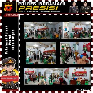 Polsek Patrol Pelaksanaan Kegiatan Vakisnasi COVID-19 Dalam Rangka Gerai Vaksin Presisi Bhakti Kesehatan Bhayangkara